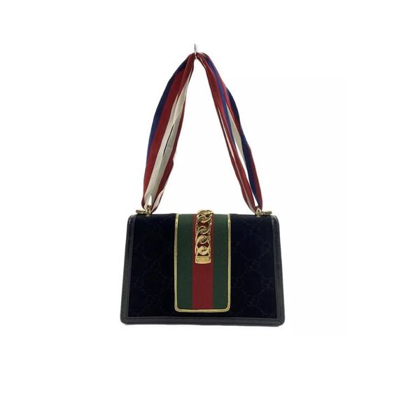 ❌sold❌ Auth GUCCI Sylvie Black Gold Multi Velour Hardware - Shoulder Bag - Picture 4 of 16